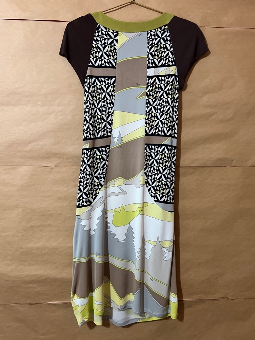 Vintage Emilio Pucci Firenze Op Art Geometric Dress Mountain Scape Size 8 *FLAWS - Picture 11 of 14
